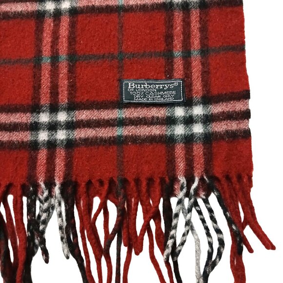 Vintage Burberry Dark Red Plaid Fall Winter Luxury Scarf Scarves - Picture 4 of 5